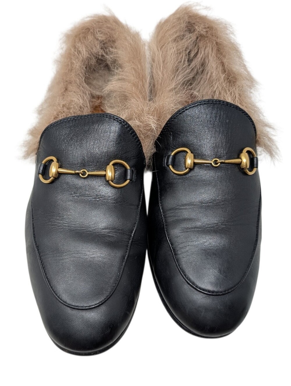 Gucci Black Leather Fur Jordaan Loafer Size EU 39 - Picture 4 of 12
